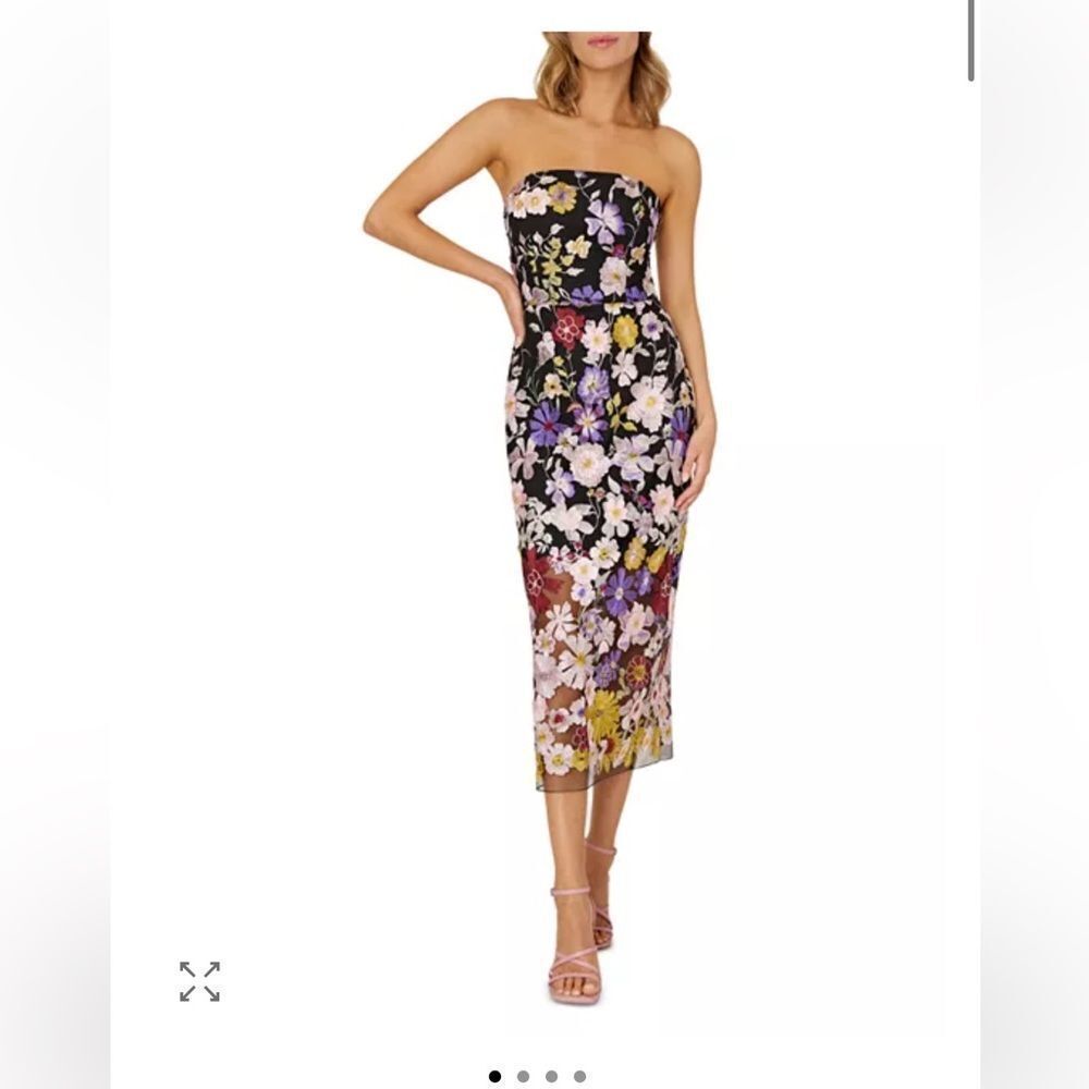 Milly Floral-Embroidered Strapless Dress